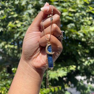 Lapis Moon Pendant Necklace (Gold Filled)